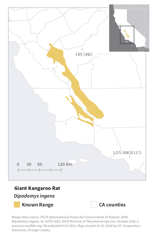 Map of giant kangaroo rat range